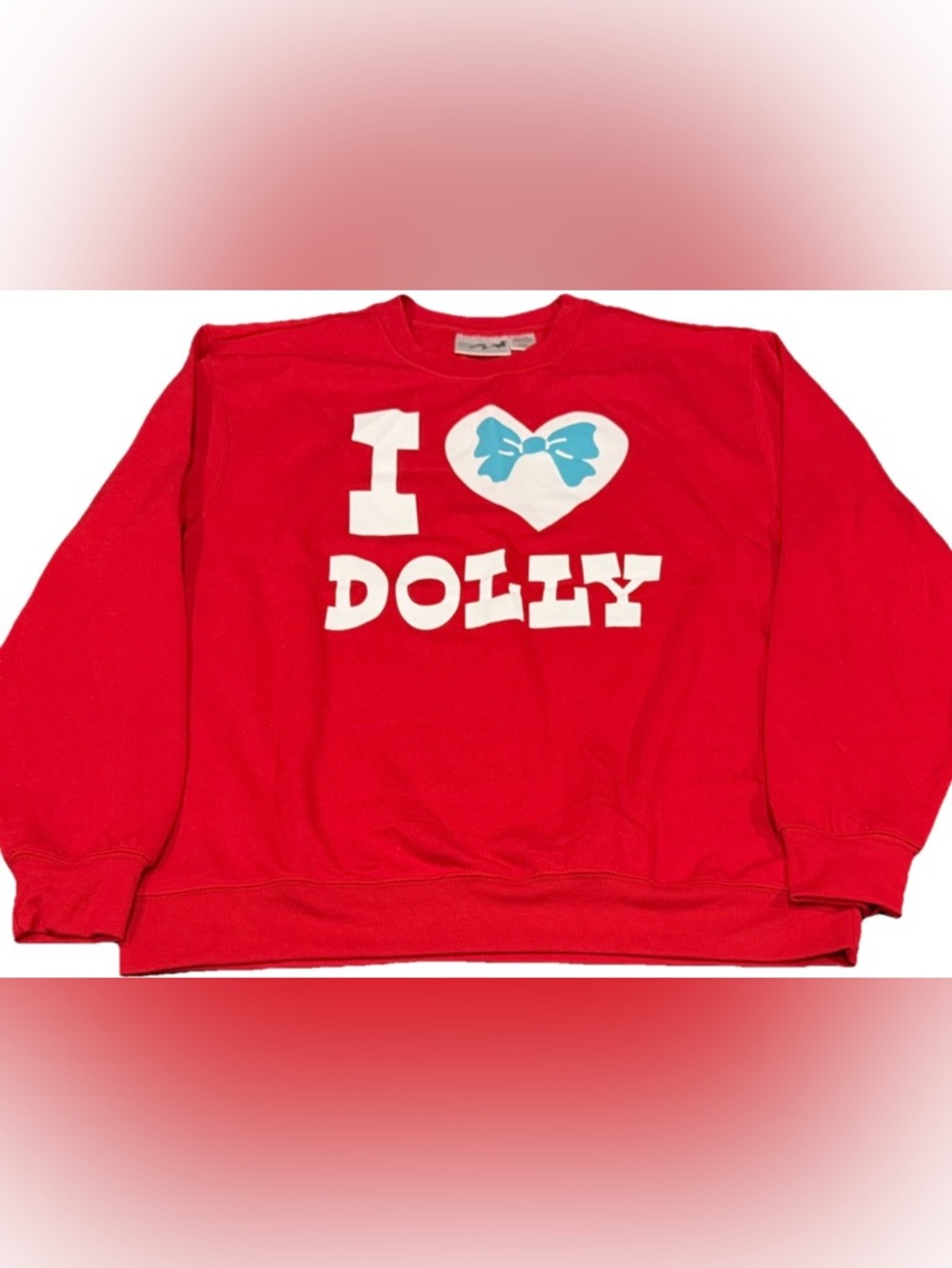 I Love Dolly Red Sweatshirt Size Large Dolly Parton Country Music Nashville EUC
